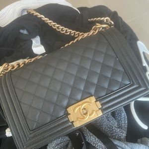Chanel lamb skin black medium